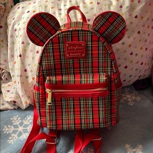 Loungefly Disney Parks Christmas Plaid Backpack